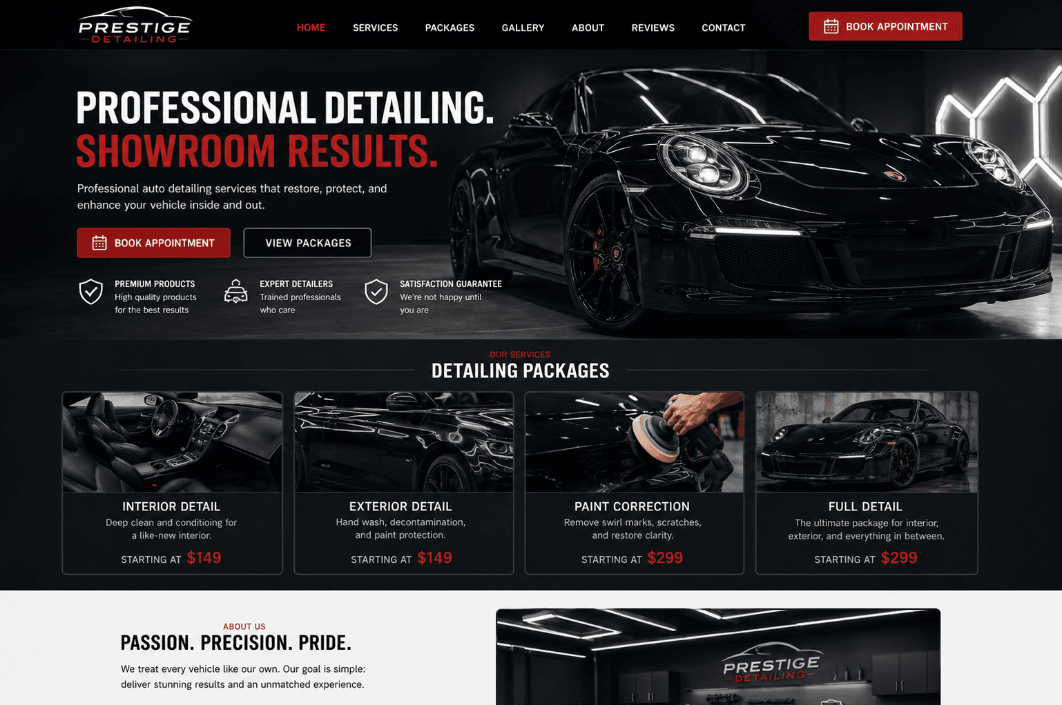 Prestige Detailing website preview